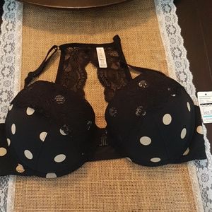 Blush polka dot racerback bra